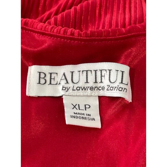 READ BEAUTIFUL by Lawrence Zarian Petite Faux Wrap Pleated Dress Size XLP Red - Picture 5 of 9